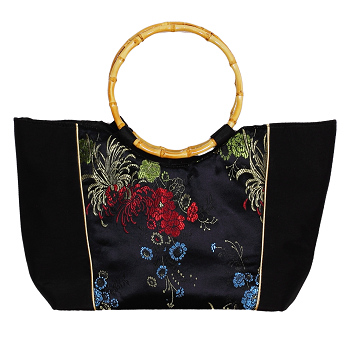Tasche aus Seide mit Bambushenkel, Handtaschen, Asiatisch, 6798